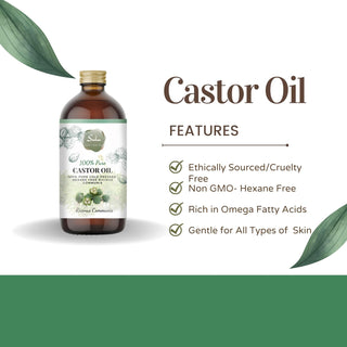 Organic Castor Oil- 100% Pure Cold Pressed Hexane Free