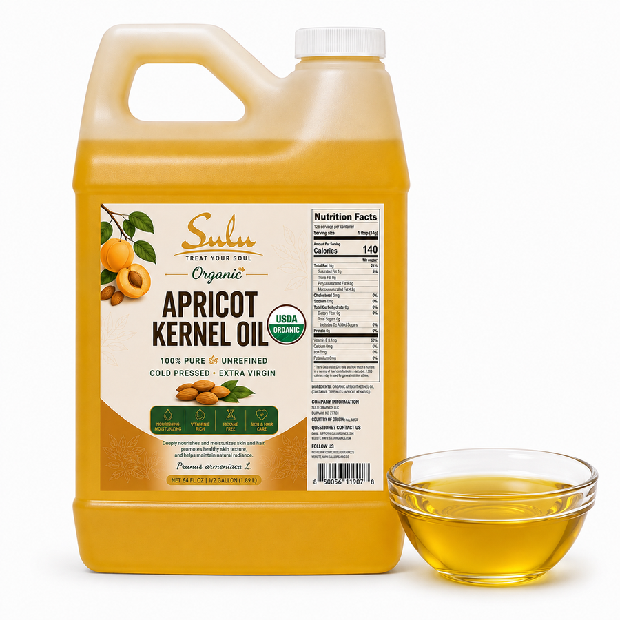 USDA Organic Cold Pressed Unrefined Apricot Kernel Oil (64 oz)